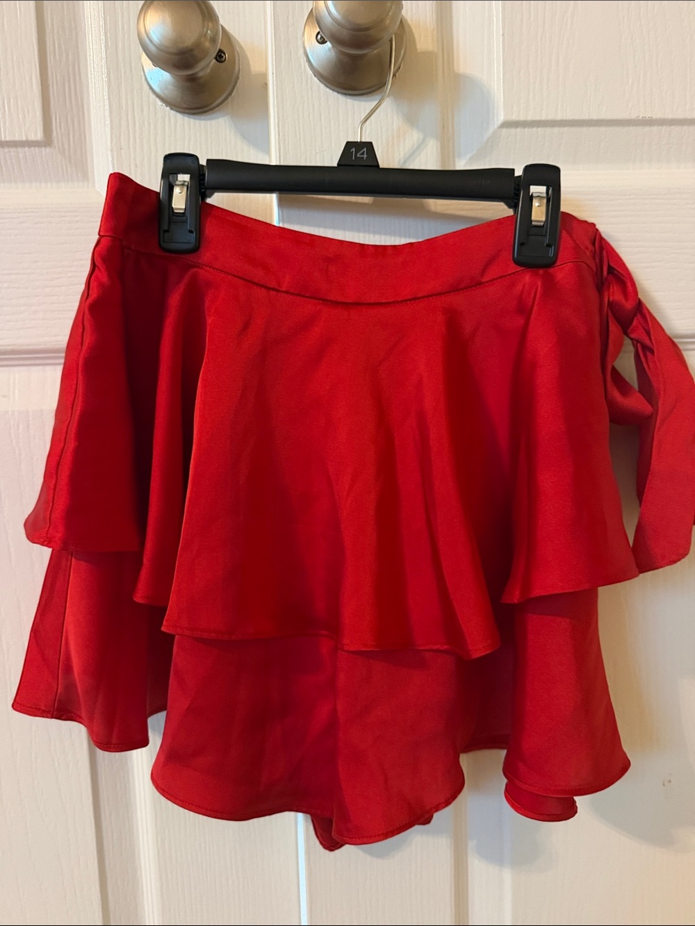 Day + Moon Size Small Red Tiered Ruffle Mini Skort
